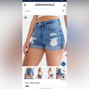 Aeropostale High Rise Denim Midi Shorts